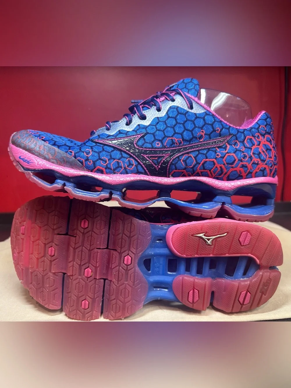 Mizuno Wave Prophecy 3 Blue, Pink, Silver, & Black Running Shoes Women’s Sz 9.5